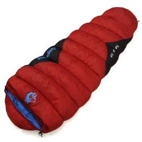 Outdoor Sleeping Bag Mummy Autumn And Winter Camping (Option: 1500g Red-230x80x50cm)