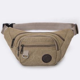 Sling Shoulder Travel Sport Pouch Unisex Fanny Pack Belt Waist Bag (Type: Waist Bag, Color: Khaki)