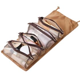 Detachable Cosmefic Bag, 4 IN 1 Removable Portable Toiletry Travel Hanging Makeup Bags Organizer ,Bathroom Bag for Shower (Color: Brown)